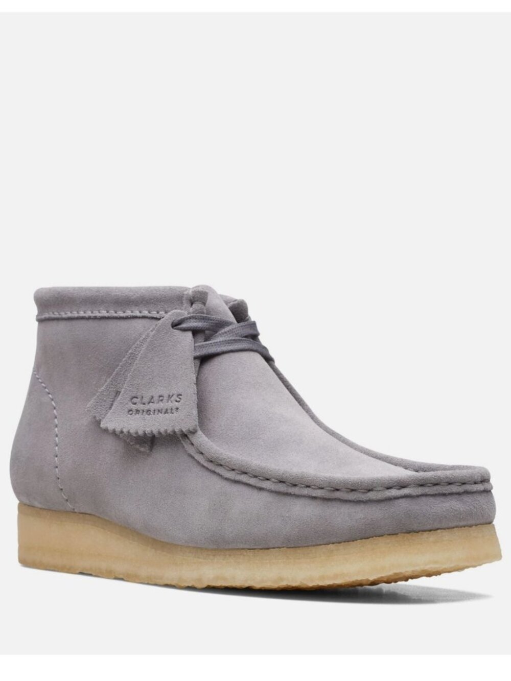 NEW. MENS CLARKS WALLABEE BOOT - GREY SUEDE Leather Boot SZ-11M